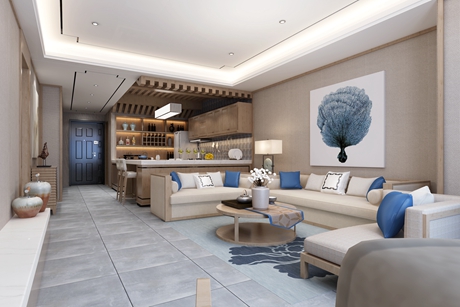 宝山区中环国际公寓135平新中式风格复式装修效果图