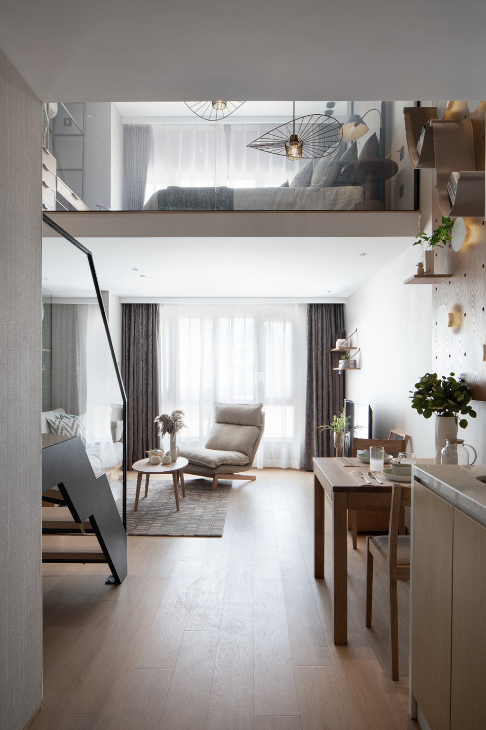 徐汇区徐汇柚米国际64平现代简约风格公寓装修效果图