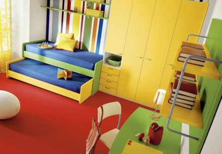 靓丽色彩打造出天马行空的炫彩儿童房