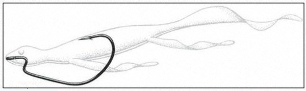 软虫拟饵的钩型搭配及穿钩方法