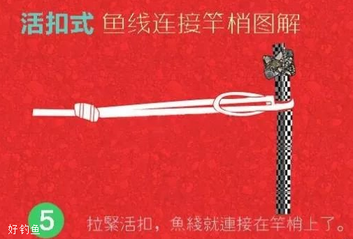 鱼线怎么绑在鱼竿上？手竿鱼线连接竿梢图解