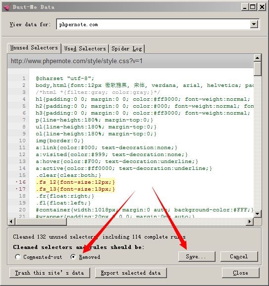 快速查找并删除页面多余的CSS代码(Dust-Me Selectors的用法)