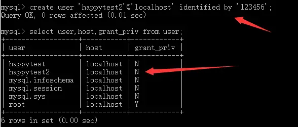 MYSQL8.0新建用户并授予权限流程（mysql为数据库指定登录用户）