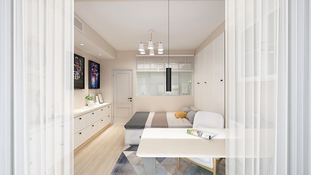 宝山区新逸仙公寓103平北欧风格两室户装修效果图