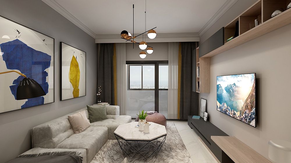 浦东新区证大家园97平北欧风格三室户装修效果图