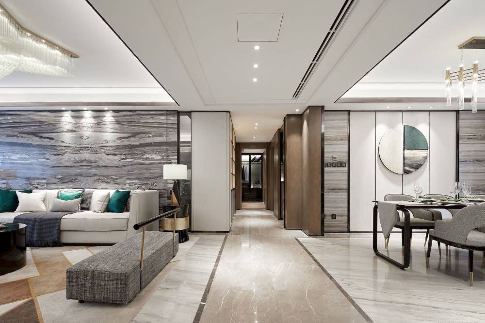 浦东新区证大家园168平轻奢风格三室户装修效果图