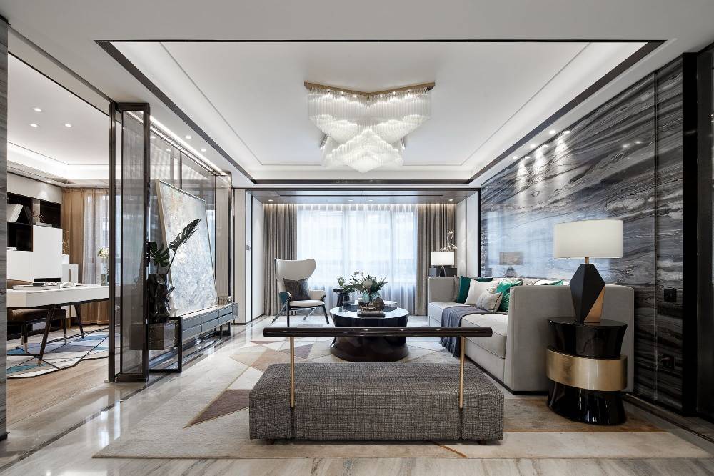 浦东新区证大家园168平轻奢风格三室户装修效果图