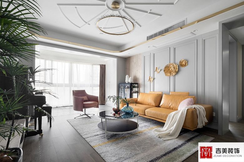 浦东新区上海绿城130平轻奢风格三室户装修效果图