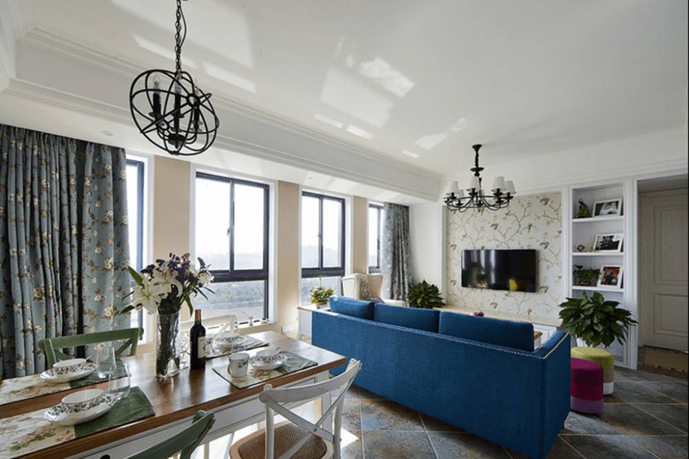 嘉定区中星海上名豪苑102平美式风格三室户装修效果图