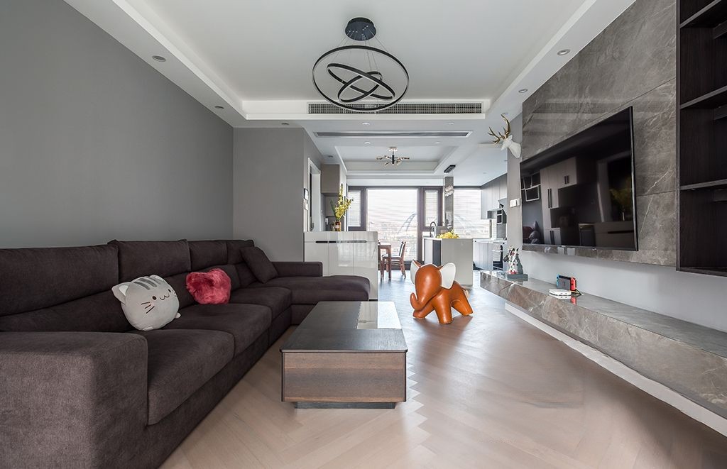 宝山区中环国际公寓88平现代简约风格两室户装修效果图