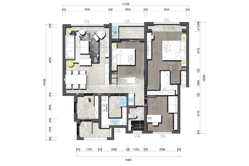 嘉定区白银时代89平美式轻奢风格两室户装修效果图