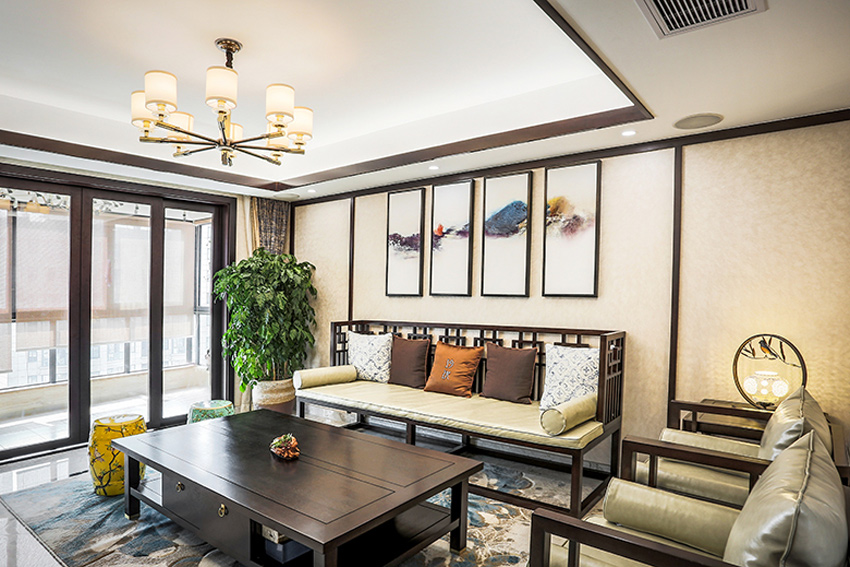 徐汇区尚海湾豪庭160平新中式风格四居室装修效果图