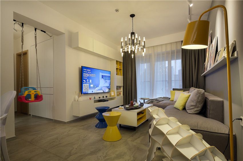 杨浦区东上海中心公寓102平现代简约风格三室户装修效果图