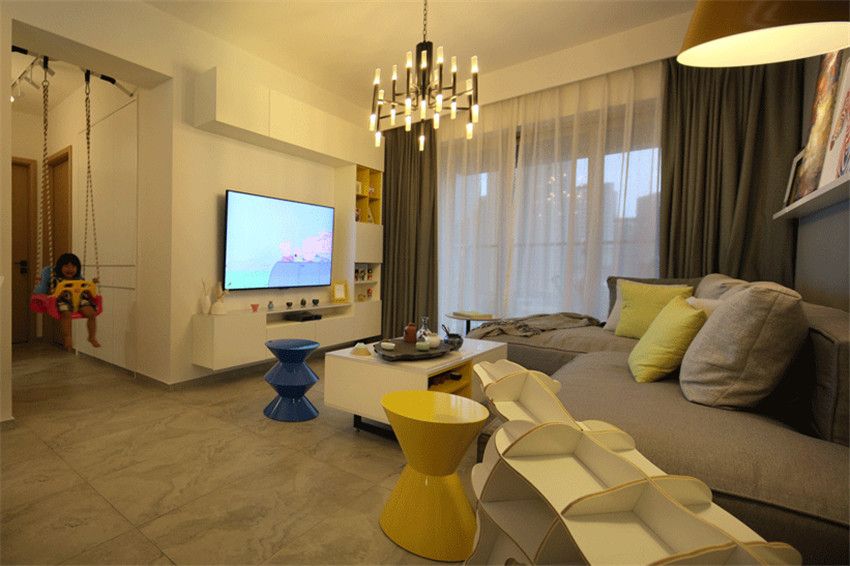 杨浦区东上海中心公寓102平现代简约风格三室户装修效果图