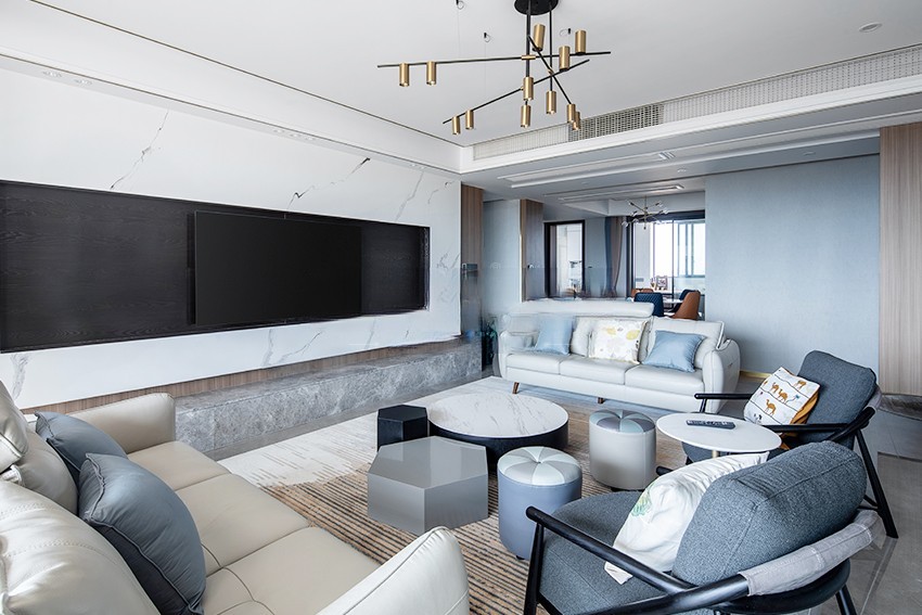 松江区誉品谷水湾190平现代简约风格三室两厅装修效果图