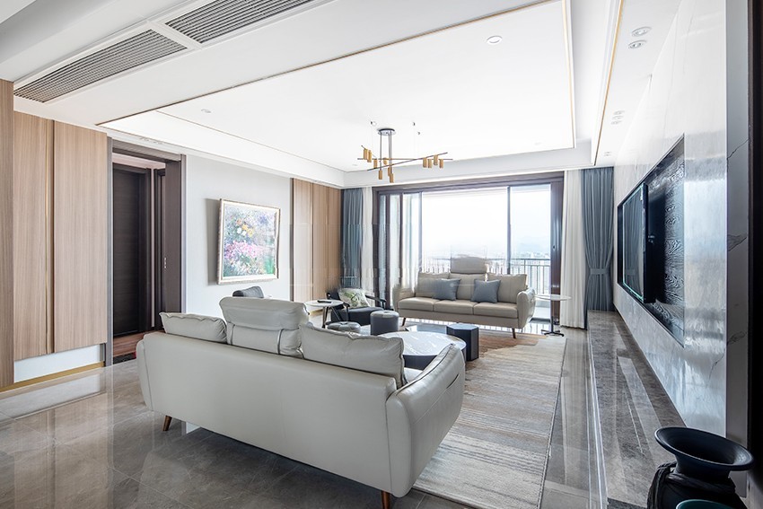 松江区誉品谷水湾190平现代简约风格三室两厅装修效果图