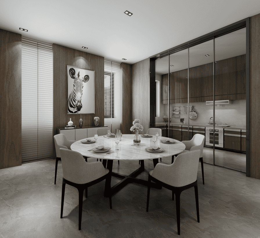 普陀区中海紫御豪庭220平现代简约风格复式装修效果图