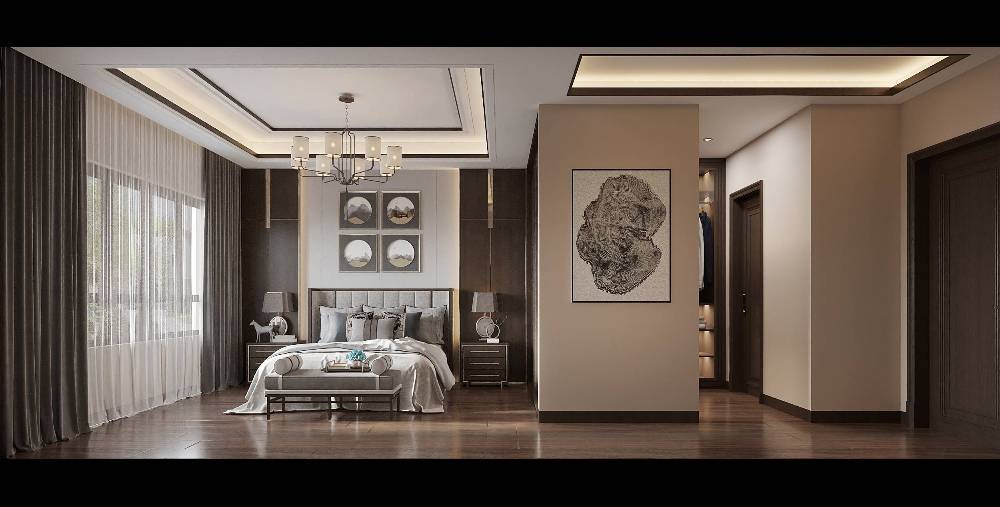浦东绿地东上海130平中式风格三室户装修效果图