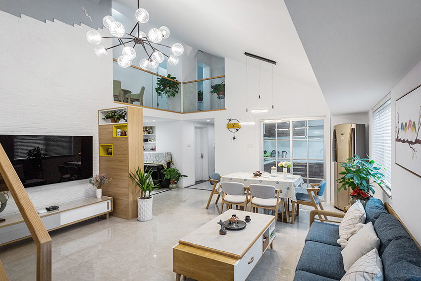 浦东新区环球翡翠湾花园140平北欧风格公寓装修效果图