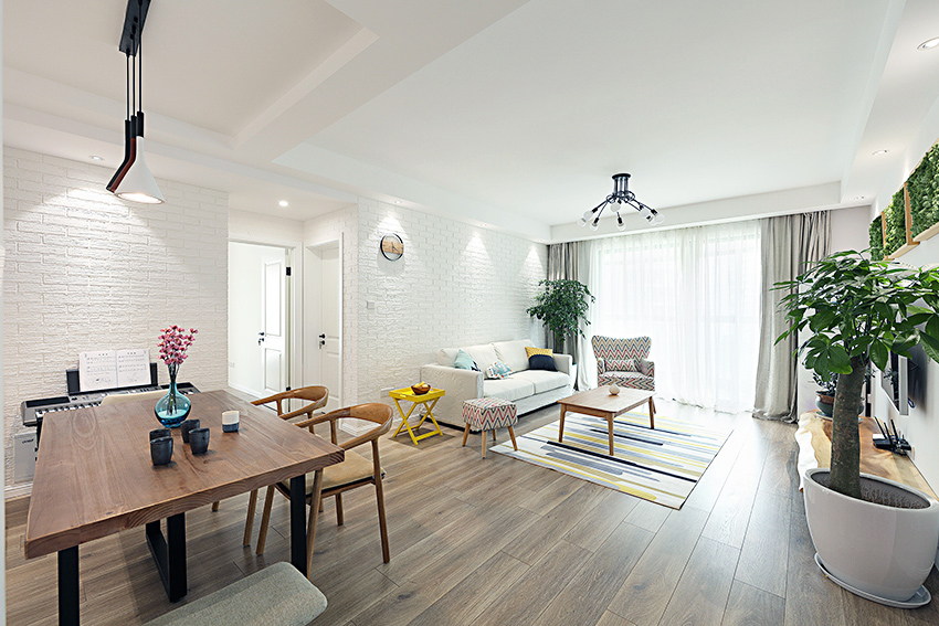 浦东新区证大家园120平北欧风格三室户装修效果图