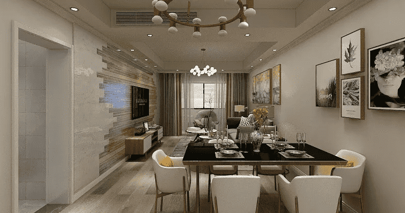 杨浦区凤城六村78平现代简约风格两室户装修效果图