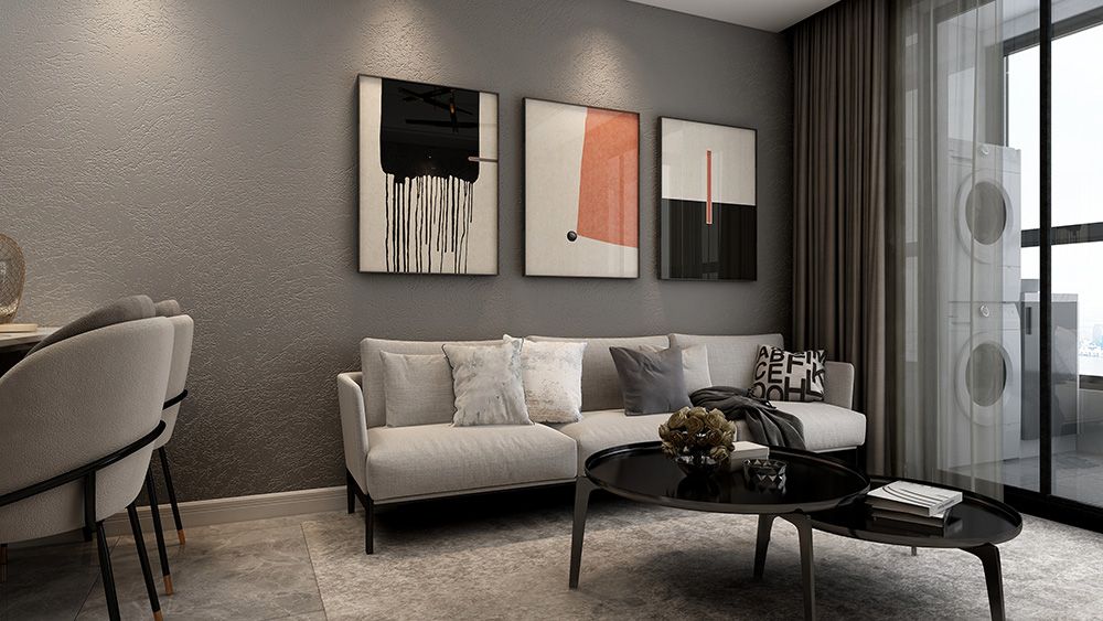 普陀區品尊國際公寓88平現代簡約風格兩室戶裝修效果圖