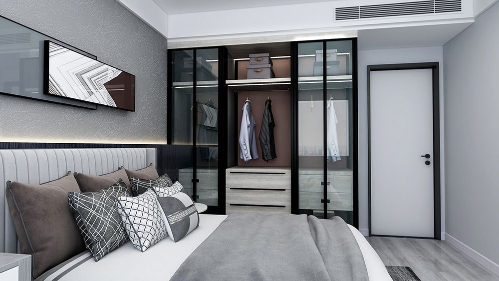 普陀區品尊國際公寓88平現代簡約風格兩室戶裝修效果圖