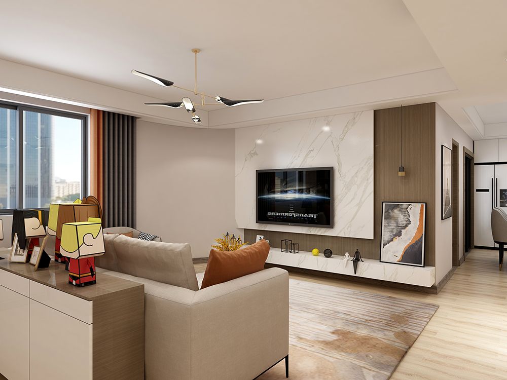 闵行区奥森公寓110平现代简约风格两室户装修效果图