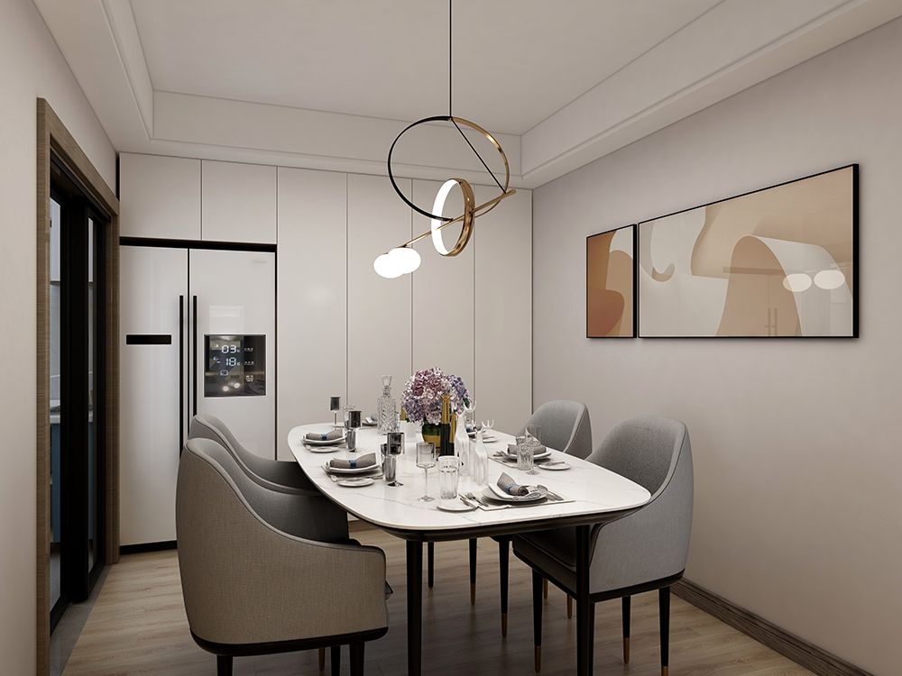 闵行区奥森公寓110平现代简约风格两室户装修效果图