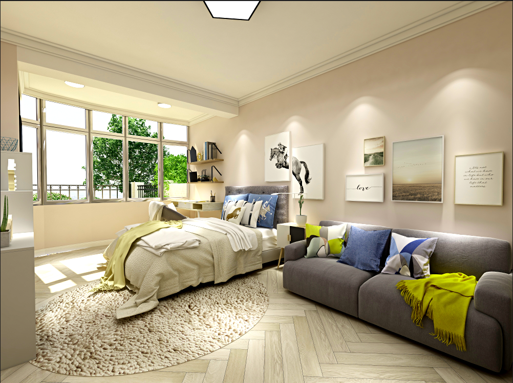 浦东金色米兰苑104平美式风格两室户装修效果图