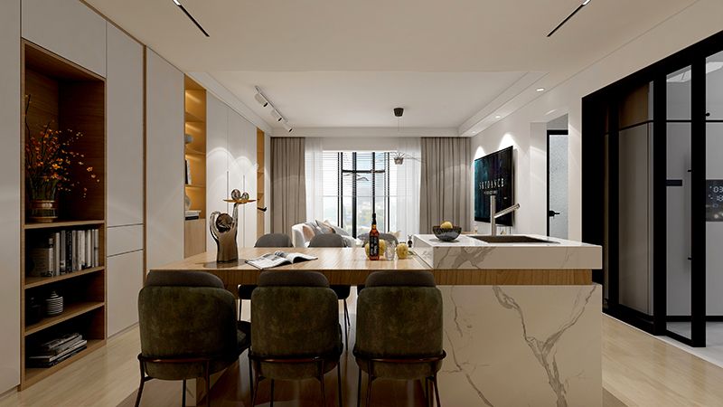 浦东绿缘公寓122平现代简约风格三室户装修效果图