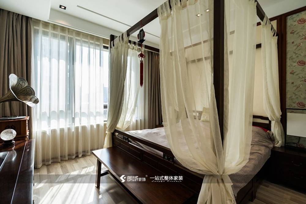 长宁区淮海花园89平中式风格三室户装修效果图