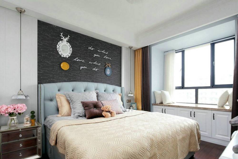 虹口区香港丽园125平美式风格三室户装修效果图