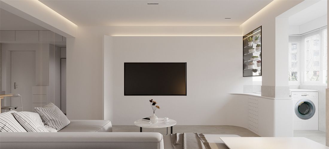 普陀区中海紫御豪庭110平现代简约风格三室户装修效果图