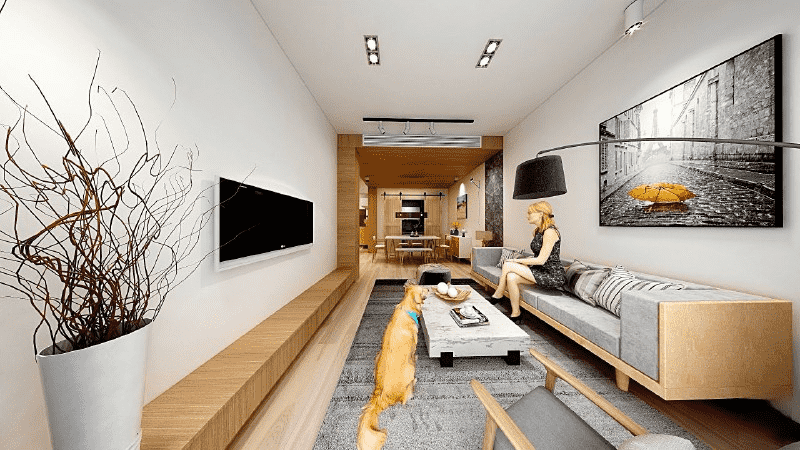 松江区83平简约风格二房客厅装修效果图