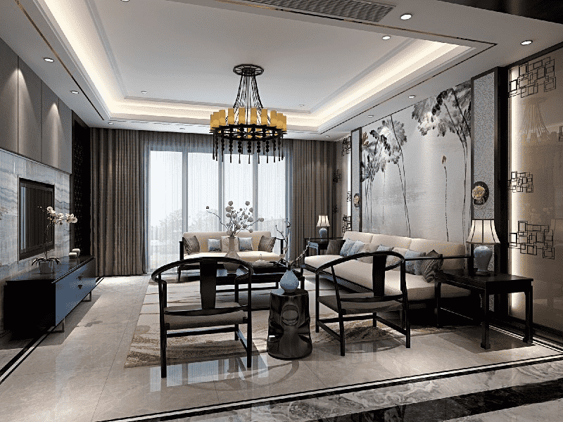 浦东新区330平中式风格别墅客厅装修效果图