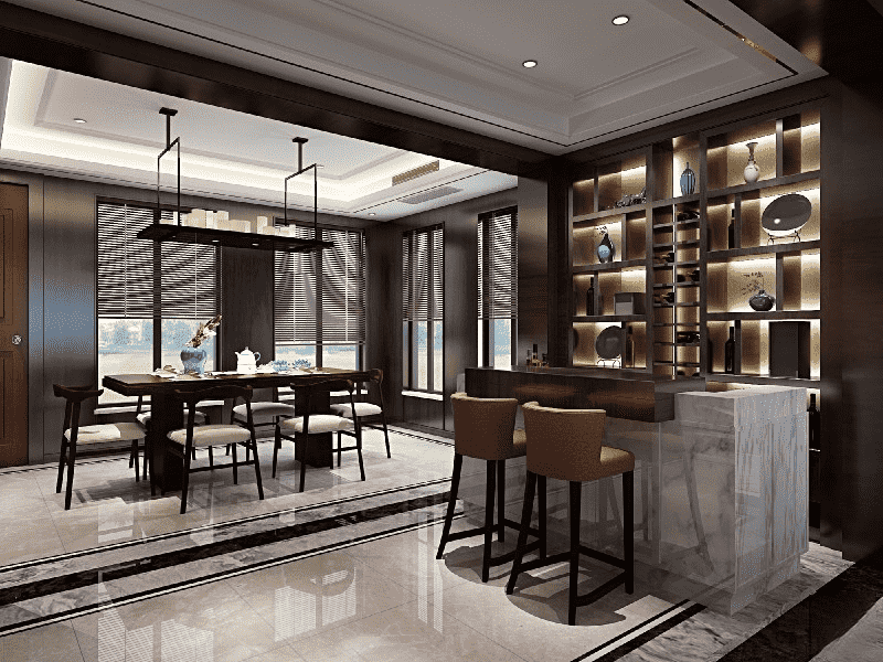 浦东新区330平中式风格别墅餐厅装修效果图