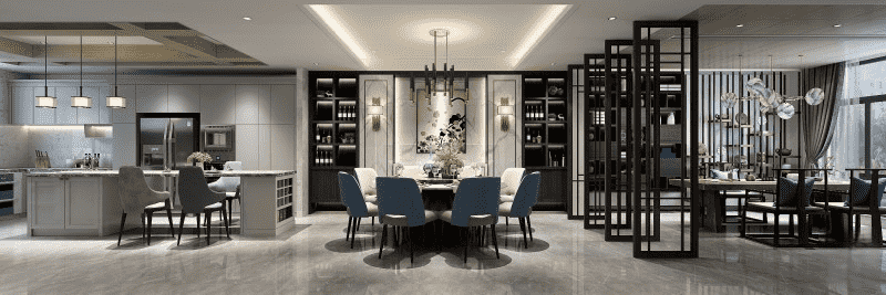 闵行区250平中式风格别墅餐厅装修效果图