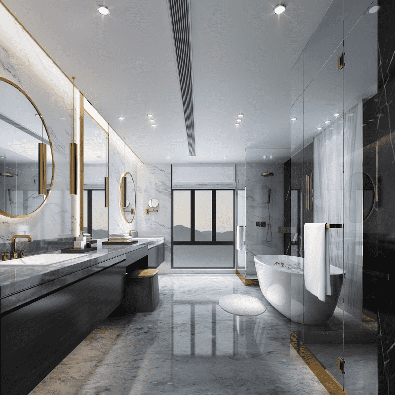 闵行区250平中式风格别墅卫生间装修效果图