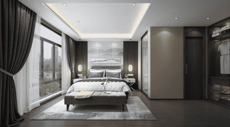 闵行区250平中式风格别墅卧室装修效果图