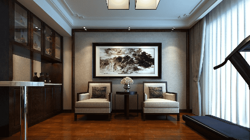 松江区98平中式风格二房客厅装修效果图