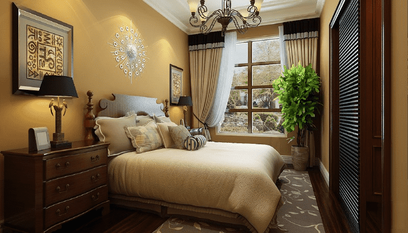 嘉定区华润中央公园117平美式风格复式卧室装修效果图