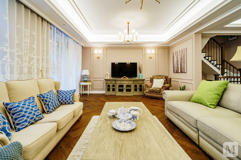 浦东新区325平美式风格别墅客厅装修效果图