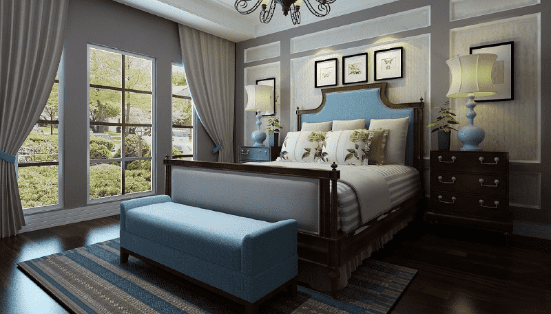 嘉定区华润中央公园117平美式风格复式卧室装修效果图