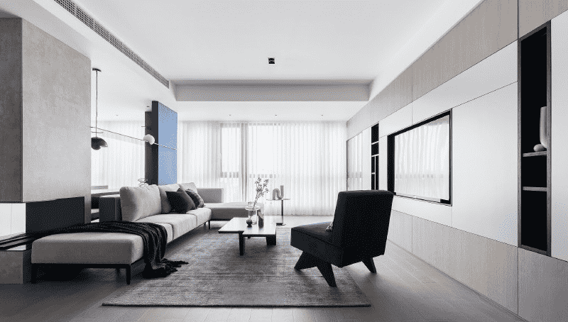 静安区108平现代风格三房客厅装修效果图