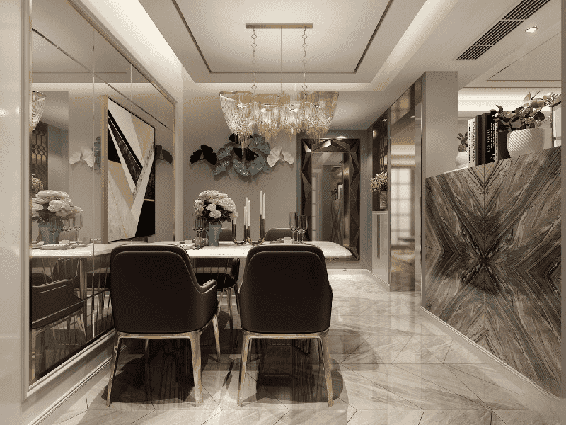 青浦区93平新古典风格二房餐厅装修效果图