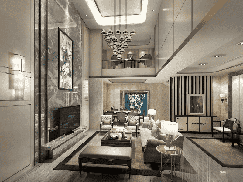 宝山区454平Art Deco风格别墅客厅装修效果图