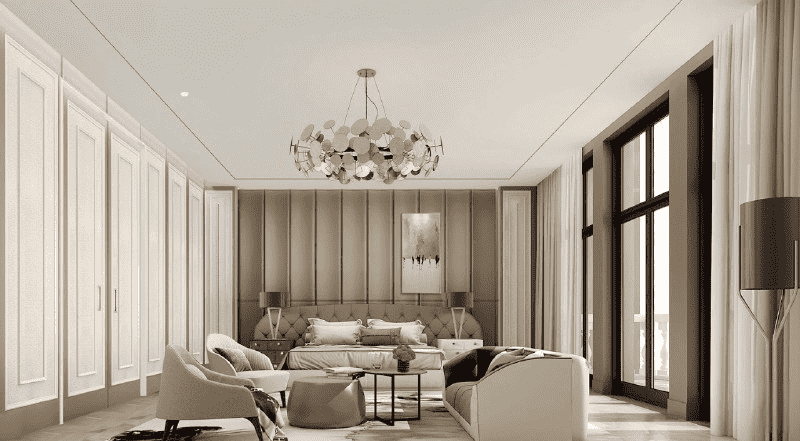 嘉定区281平Art Deco风格别墅卧室装修效果图