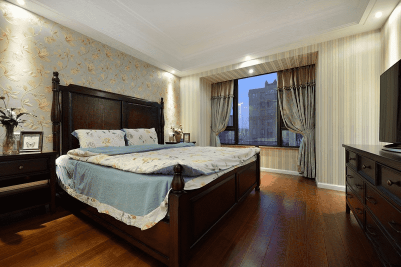 宝山区中环国际二期112平美式风格三房卧室装修效果图