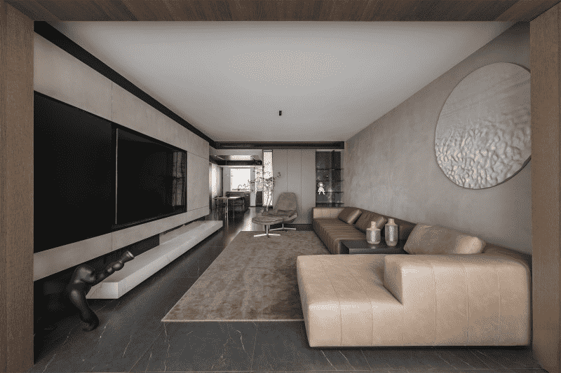 闵行区150平现代风格三房客厅装修效果图